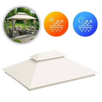 Dārza paviljona jumts 3x4m MultiGarden, ūdensizturīgs pārvalks ar ventilāciju, bēšs