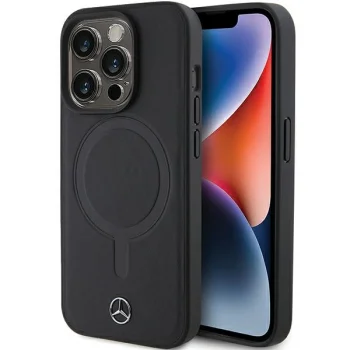 Mercedes Mehmp15l23rcmk iPhone 15 Pro 6.1" Czarny/black Hardcase Smooth Leather Magsafe