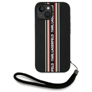 Karl Lagerfeld Saffiano Athleisure Stripes Cord vāciņš iPhone 15, Sarkans
