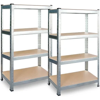 Plonos PL-702 metāla noliktavas plauktu komplekts, 2 gab., 180x90x40 cm, sudraba