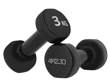 4FIZJO Classic Cast Iron Dumbbells with Vinyl Coating 2 x 3 kg, Black