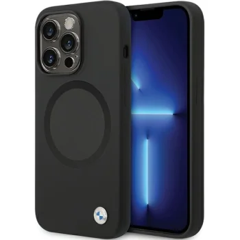 Чехол BMW для iPhone 14 Pro Max Signature Liquid Silicone MagSafe, черный