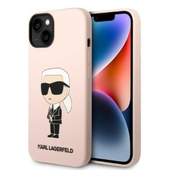 Apple iPhone 14 Plus 6.7'' Karl Lagerfeld Silicone Ikonik Magsafe Case Cover (KLHMP14MSNIKBCP), Pink
