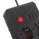 Maclean MCE388 B Power Strip, 2 Outlets + 3xUSB, 2500W, 3m, Black