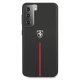 Ferrari Samsung Galaxy S21+ vāciņš Off Track Leather Nylon Stripe, melns