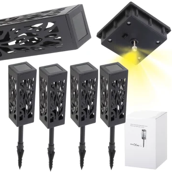 Ikonka KX4972 Garden Solar LED Lamp with Openwork Pattern, 4 pcs