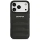 Vāciņš Mercedes AMG iPhone 18 Pro / 17 Pro Leather Debossed Lines, melns