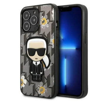 Karl Lagerfeld Flower Ikonik Karl vāciņš iPhone 13 / 13 Pro - pelēks