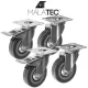 Malatec mēbeļu ritentiņu komplekts 75 mm, 4 gab. (2 ar bremzēm), 220 kg