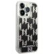 Karl Lagerfeld Liquid Glitter Monogram vāciņš iPhone 14 Pro, melns