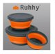 Folding Silicone Bowls with Lids, 3 Pieces, Grey-Orange