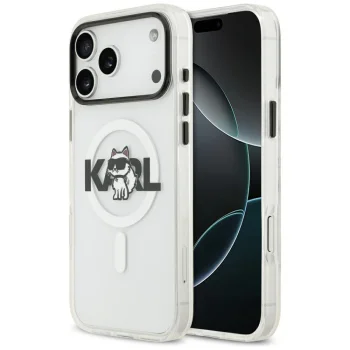 Karl Lagerfeld IML Choupette Sketch Logo MagSafe Vāciņš iPhone 17 Pro, Caurspīdīgs