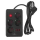 Сетевой фильтр Maclean MCE392 B, 4 розетки + 3xUSB, 2500W, 1.5м, черный