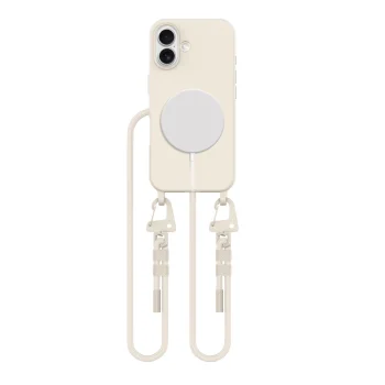 Чехол Tech-Protect для iPhone 16 MagNecklace с ремешком, бежевый