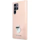 Karl Lagerfeld Samsung Galaxy S23 Ultra vāciņš Silicone Choupette Metal Pin, rozā