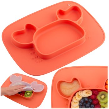 Ricokids silikona šķīvis bērniem ar piesūcekni un vāku, krabis