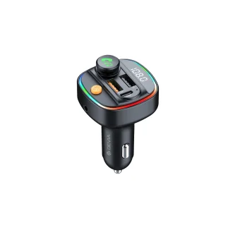 Bluetooth FM Transmitter for Car, Devia 30W PD USB-C & Dual USB Car Charger Adapter, black