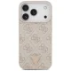 Guess vāciņš iPhone 18 Pro / 17 Pro Leather 4G Triangle Strass MagSafe, rozā