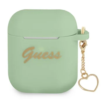 Чехол Guess Silicone Charm Heart для AirPods 1/2, Зеленый