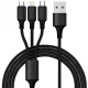 Xtrobb 19907 Car Charger 4x USB with 3-in-1 Cable, Black