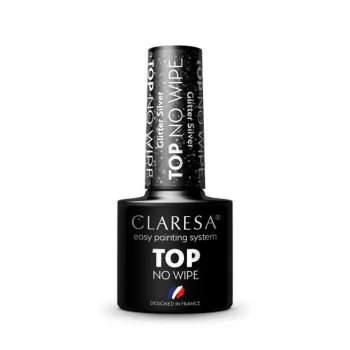 Claresa Top No Wipe hibrīda nagu lakas virskārta 5g Glitter Silver