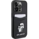 Karl Lagerfeld iPhone 15 Pro vāciņš Saffiano Cardslot Karl&Choupette, melns