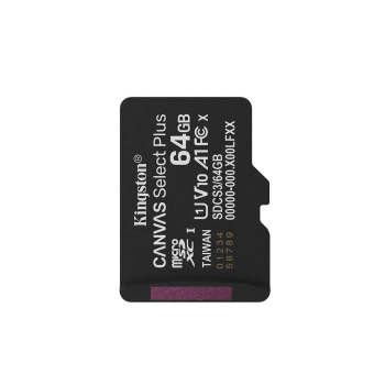 Atmiņas karte microSD 64GB Kingston Canvas Select Plus 150MB/s, melns