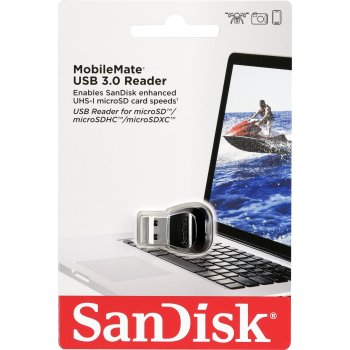 SanDisk MobileMate USB 3.0 microSD karšu lasītājs (Sudraba/Melns)