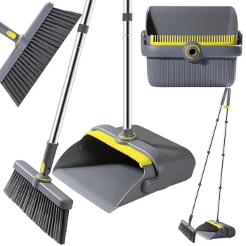 Long Handle Broom and Dustpan Set 2-in-1