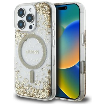 Guess HC Resin Bottom Glitter MagSafe Phone Case Cover iPhone 16 Pro Max - gold
