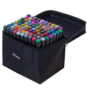 Divpusēji Marķieri Flomāsteri uz Spirta Bāzes Futrālī 80 gab. + Turētājs | Double-Sided Alcohol Markers