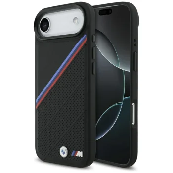BMW iPhone 17 Air чехол M Tricolor Metal Logo MagSafe, черный