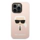 Чехол Karl Lagerfeld Silicone Karl\'s Head для iPhone 14 Pro с MagSafe, розовый