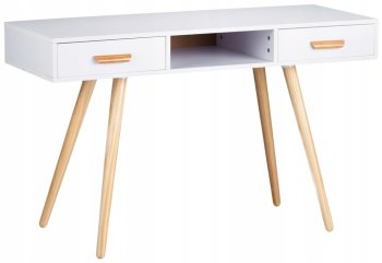 Vanity table, desk or console with 2 drawers, white