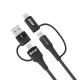 Wozinsky WNBAA 4-in-1 USB-C / USB-A / Lightning kabelis, 60W, 1m, melns