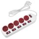 Maclean MCE204 R/W Power Strip, 5 Outlets, with Switches, 1.5m