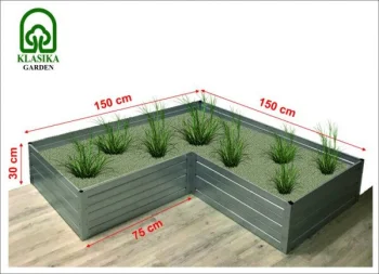 Высокая грядка Klasika Garden L-образная, оцинкованная, 150x150 см