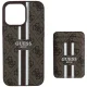 Чехол Guess для iPhone 16 Pro Max 4G Stripes с кошельком MagSafe, коричневый