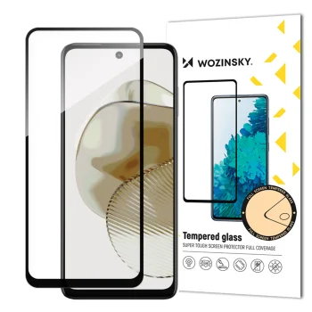 Wozinsky Full Glue aizsargstikls priekš Motorola Moto G73, 9H, ar melnu rāmi