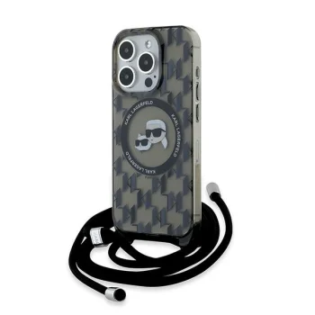 Чехол Karl Lagerfeld для iPhone 15 Pro IML Crossbody Monogram MagSafe, черный