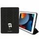 Karl Lagerfeld Saffiano Monogram Ikonik grāmatiņas tipa vāciņš priekš iPad 10.2\" (7. paaudze), melns