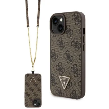 Apple iPhone 15 6.1" Guess Crossbody 4G Metal Logo Case Cover (GUHCP15SP4TDSCPW), Brown | Чехол Кейс...