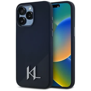 Чехол Karl Lagerfeld для iPhone 15 Pro Max Silicone Shadow Metal Initial MagSafe, черный