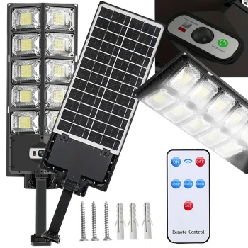 LED Solar Street Lamp with Motion & Dusk Sensor, Remote Control, IP67