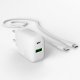 Puro PROLITE 30W USB-A / USB-C sienas lādētājs + USB-C – USB-C kabelis 1,2 m – balts