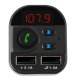 Bluetooth Car Kit Wireless FM Transmitter A2DP Music Playing with Dual USB Car Charger, Black