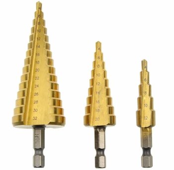 Step Drill Bit Set 4-32mm, 3 pcs (HSS, Titanium)
