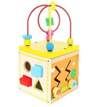 Attīstoša izglītojošā rotaļlieta koka kubs sorteris šķirotājs ar pulksteni | Wooden Educational Cube Sorter