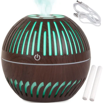 Gaisa mitrinātājs un aromadifuzors ar RGB LED naktslampiņu, 300 ml, tumši brūns