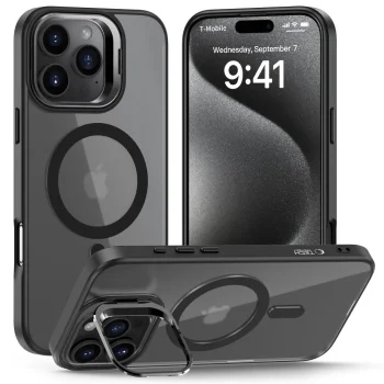 Apple iPhone 15 Pro 6.1'' Tech-Protect MagStand MagSafe Case Cover, Black | Telefona Vāciņš Maciņš Apvalks Bamperis